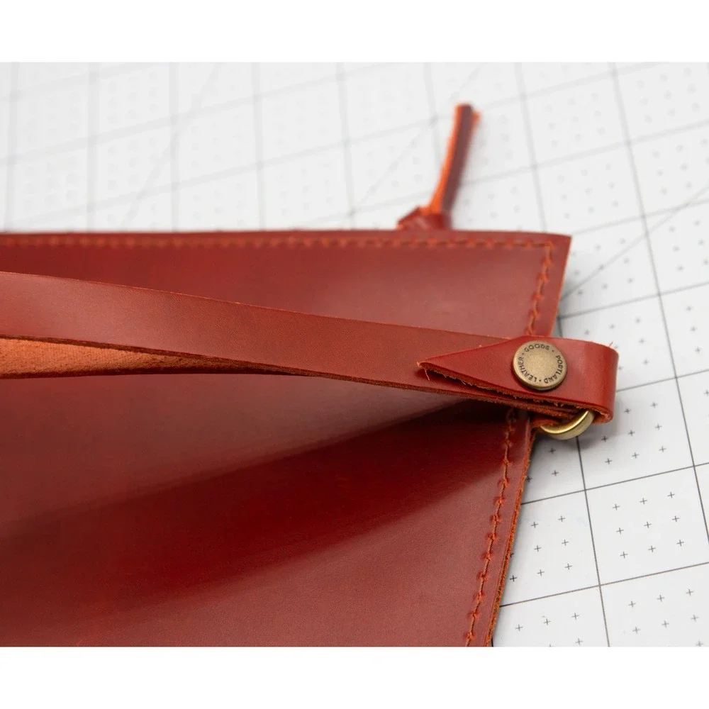 Portland Leather Goods Cognac Leather‎ Zipper Pouch Wristlet Clutch Accessory